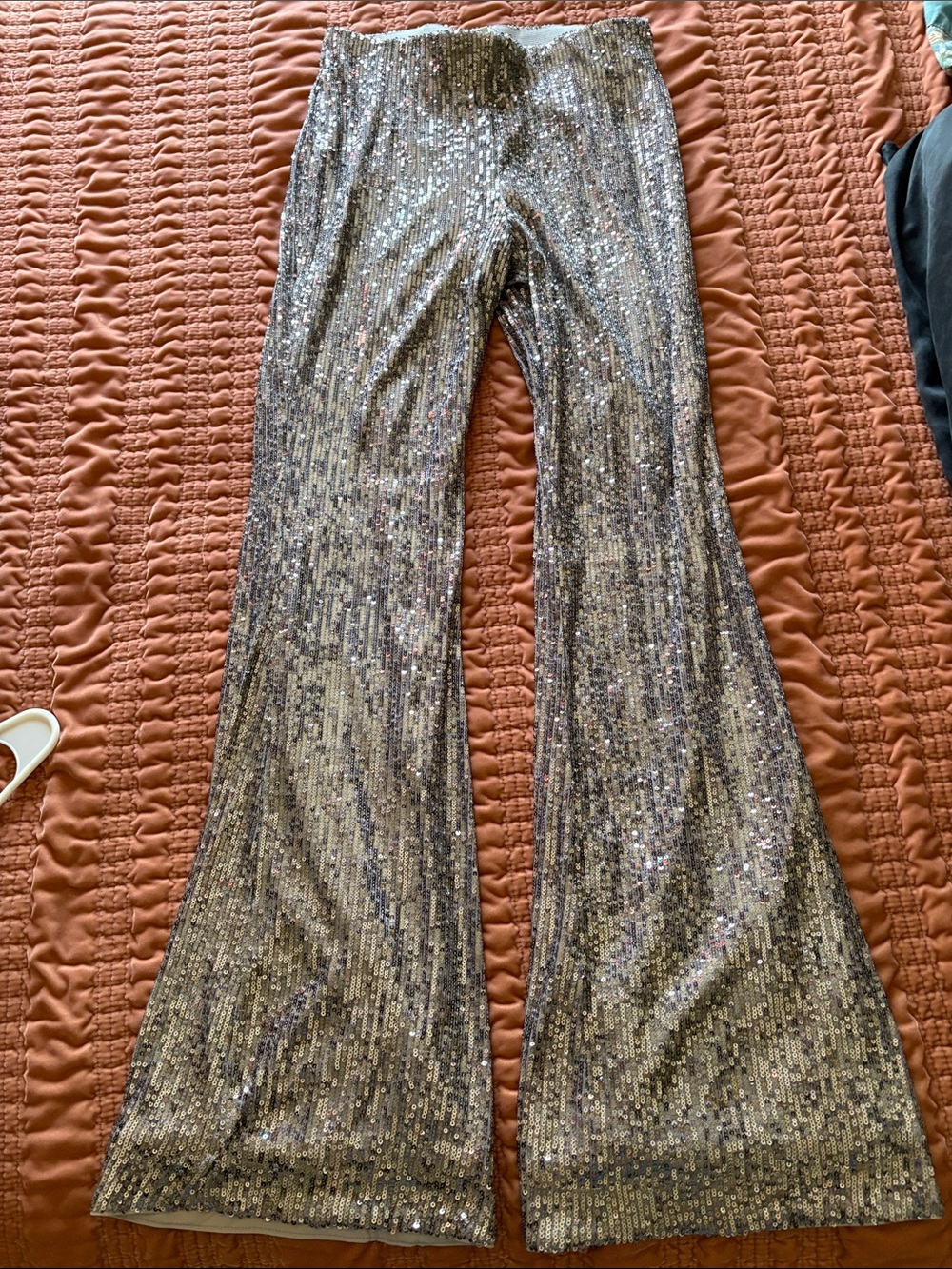H&M Silver Sequin Flare Pants